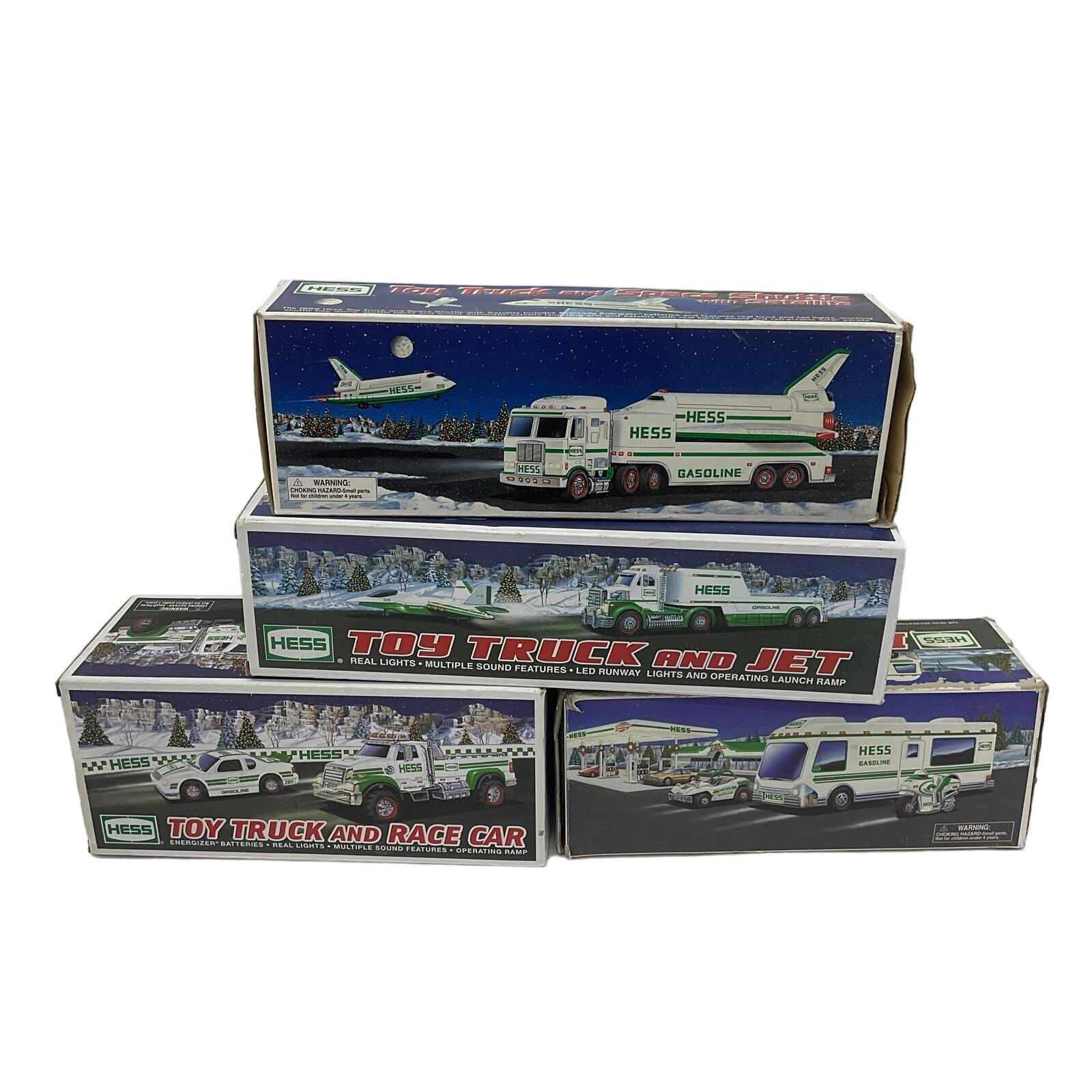 New in Box LOT Hess Diecast Toy Semi Trucks Race Car Space Shuttle 1990s Vintage-image