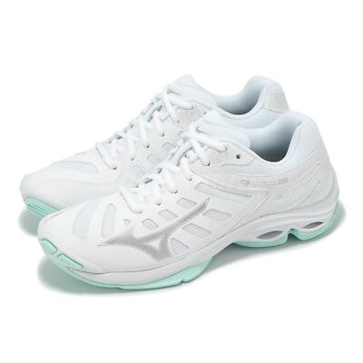 Mizuno Wave Voltage 2 White Silver Teal Women Volleyball Shoes V1GC2460-45