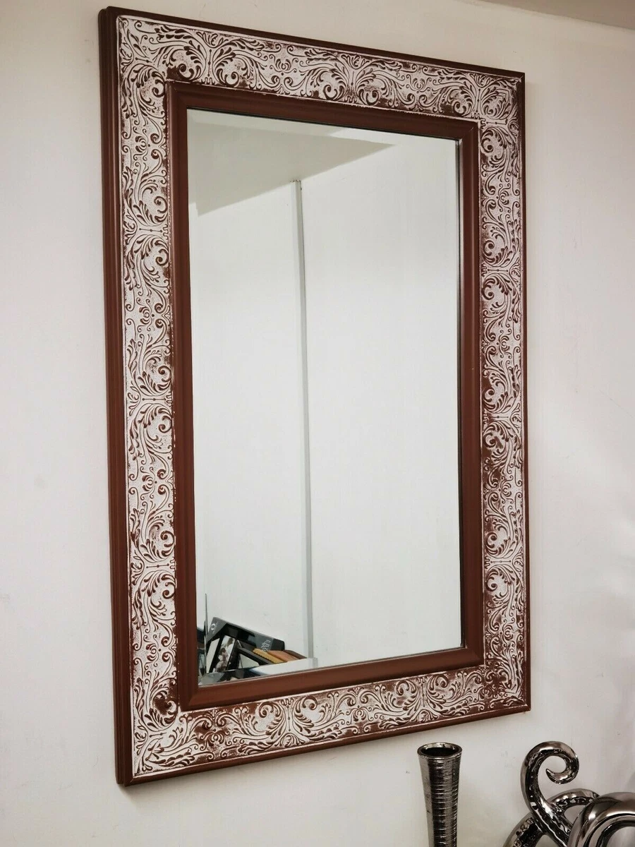 Hasipu Specchio Da Bagno Rustico Con Cornice In Legno - 140x91 Cm, Nero, Stile Vintage, Installazione Facile - 3