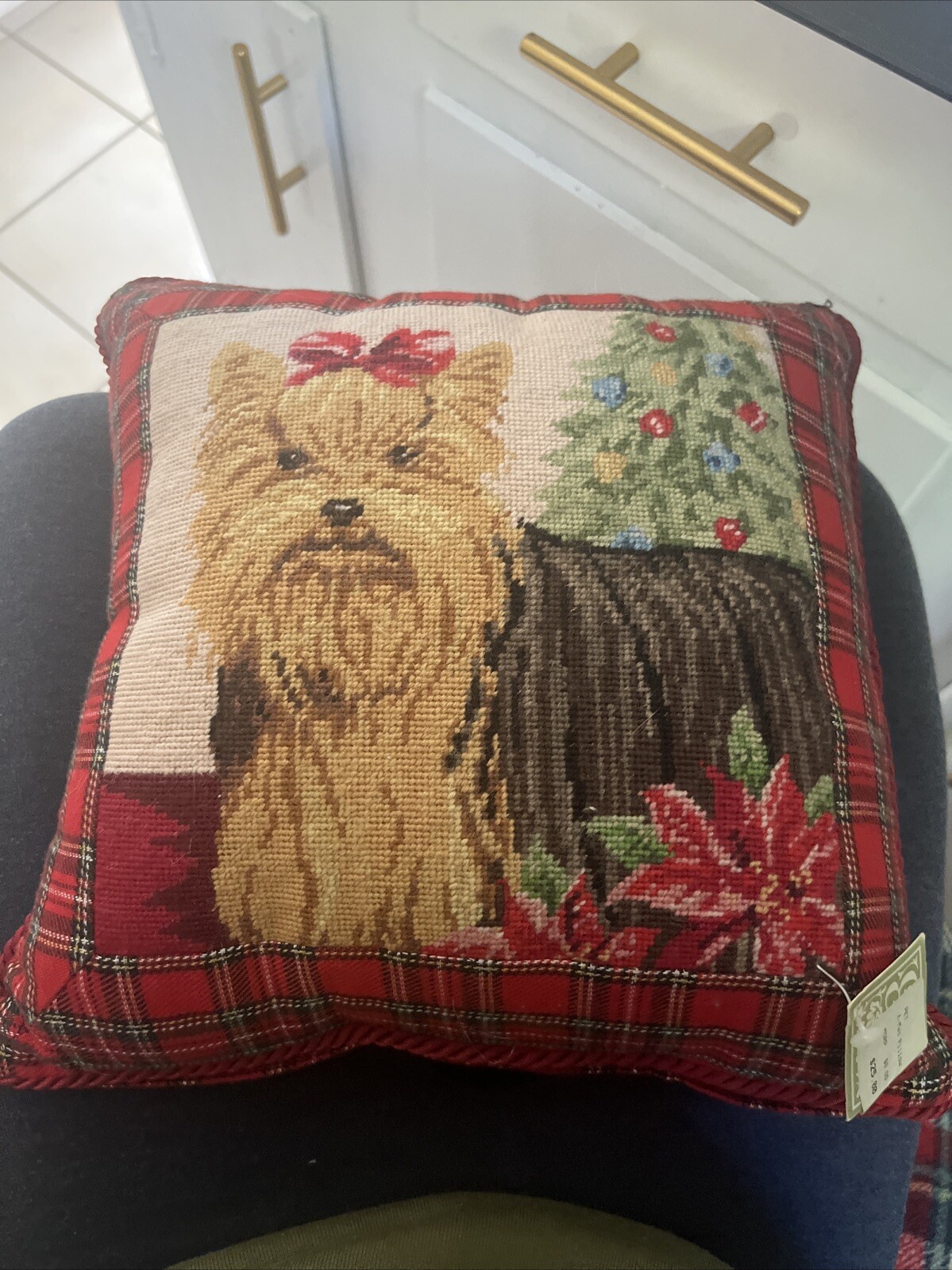 Pillow Decorative Yorkshire Terrier  Holdiday Throw