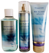 Bath Body Works SEA ISLAND SHORE Cotton Mist Spray Body Wash  Cream 3pc Set