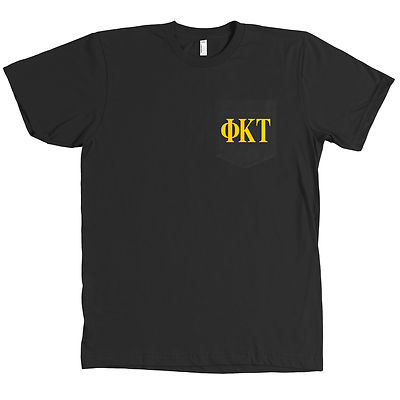 Phi Kappa Tau Bella + Canvas POCKET Black T Shirt Fraternity Letters NEW
