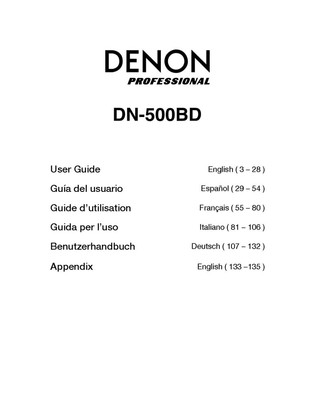 Denon DN-500BD Media Player Owners Instruction Manual