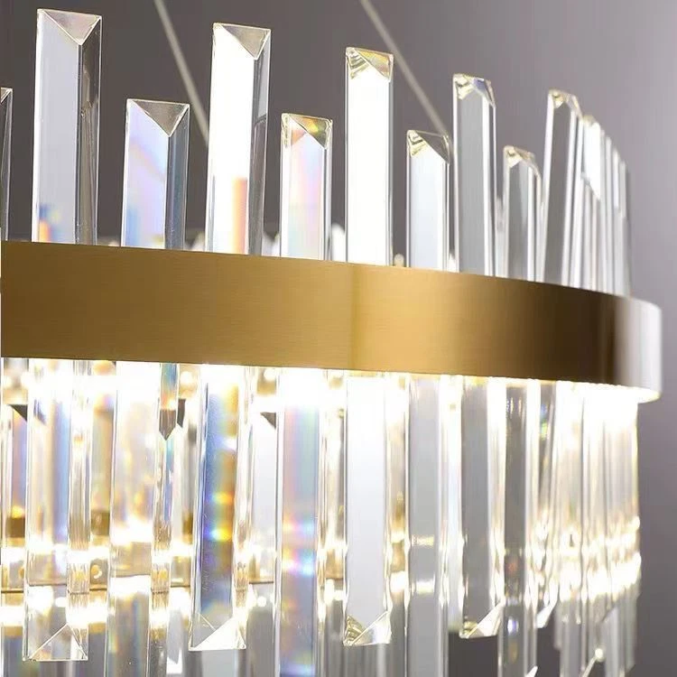 LED Crystal Chandelier Luxury Pendant Light Round Ceiling Lamp Lighting Fixture - Image 4 of 4