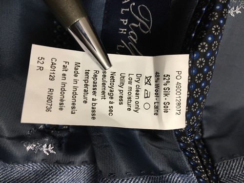Ralph Ralph Lauren Men Blue Herringbone Wool/Silk/ Sport Coat Blazer 52R - Picture 11 of 12