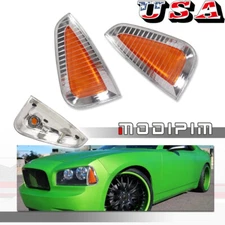 Amber Fit 2006-2010 Dodge Charger Bumper Corner Signal Lights Side Marker Lamps