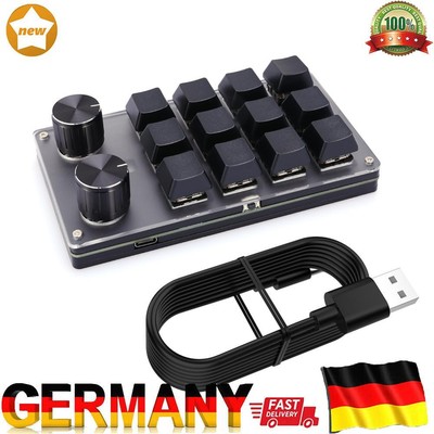 12 Key 2 Knob Programming Macro Custom Knob Keyboard Hotswap for Office Gaming