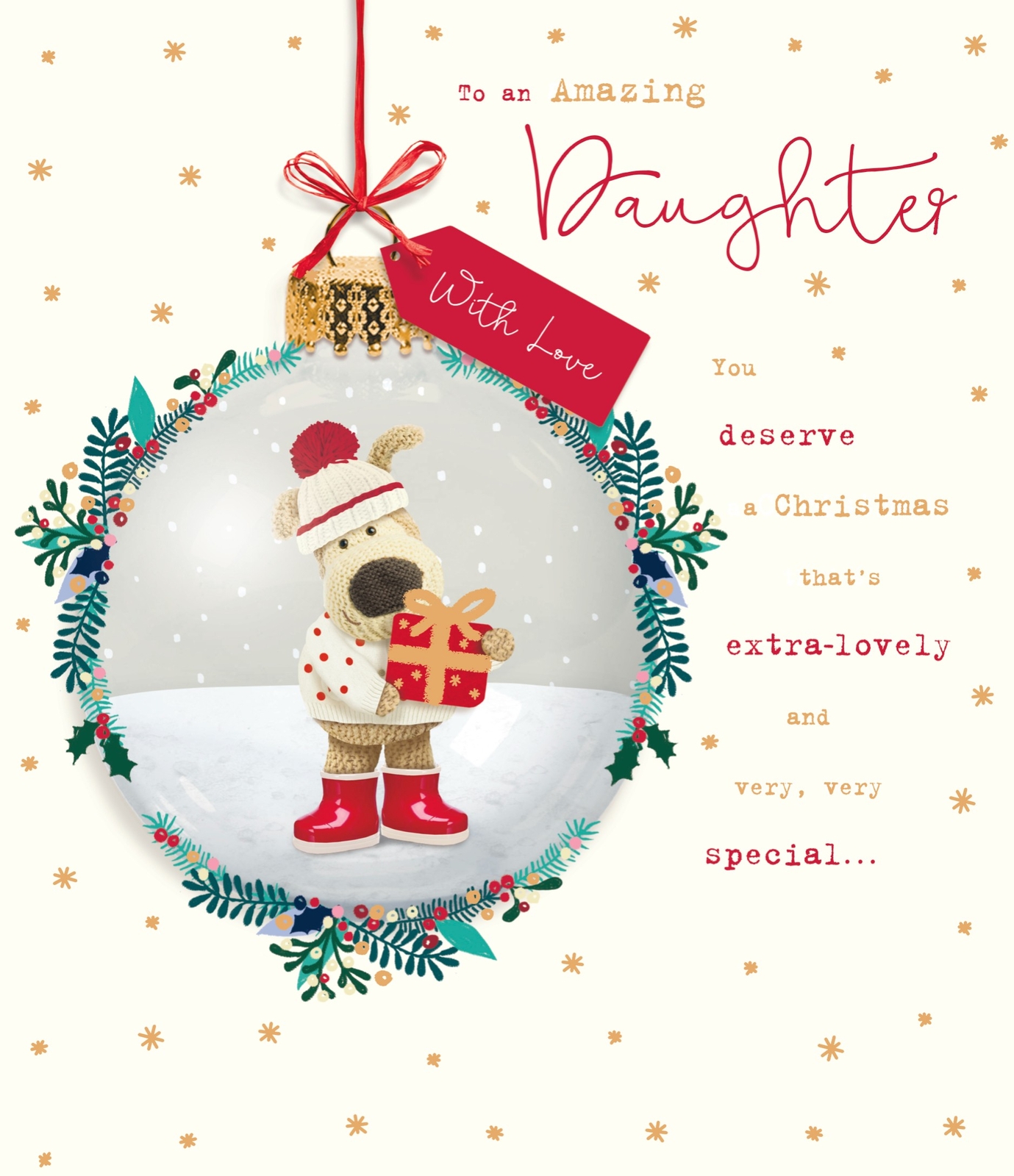 Boofle To An Amazing Daughter Beautiful Bauble Christmas Greeting Card