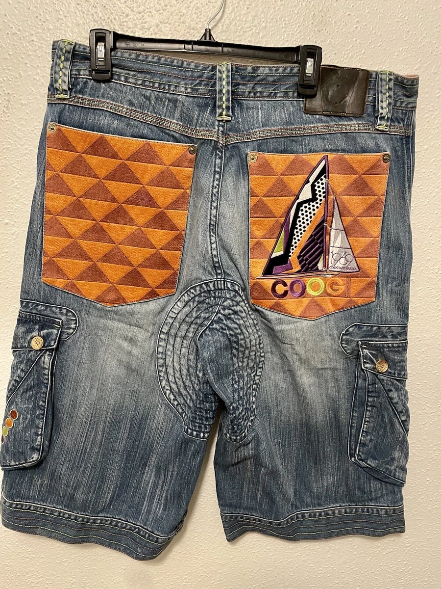 Men’s VTG 90s Y2k COOGI Spell Out Denim Baggy Short Size 38 100% Cotton