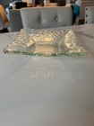 Recycled Art Glass Square Bowl Textured Aqua Green 9 Inch Square Excellent Cond — photo 3