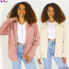 NEW WOMENS CHORE COAT SHACKET LADIES BUTTON THROUGH 100% COTTON TWILL JACKET