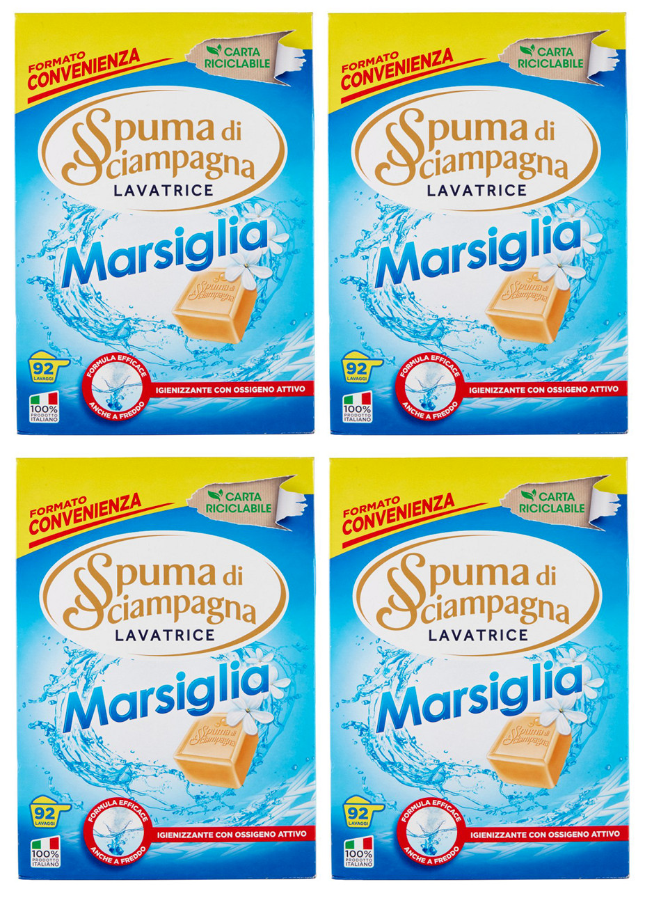 Offerta Shock 4x Spuma Di Sciampagna Polvere Lavatrice Marsiglia 92 Lavaggi