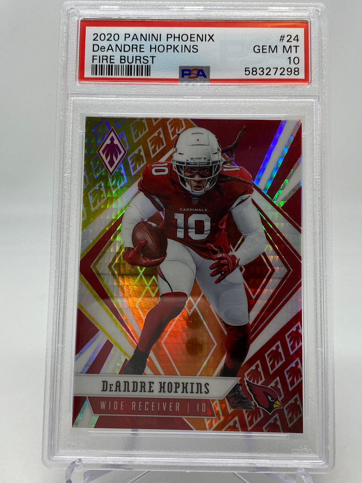 2020 Panini Phoenix #24 DeAndre Hopkins Fire Burst PSA 10 view 11