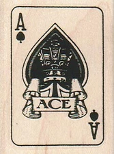 Ace Of Spades 1 3/4 x 2 1/4" Rubber Stamp, Mixed Media, Playing Cards