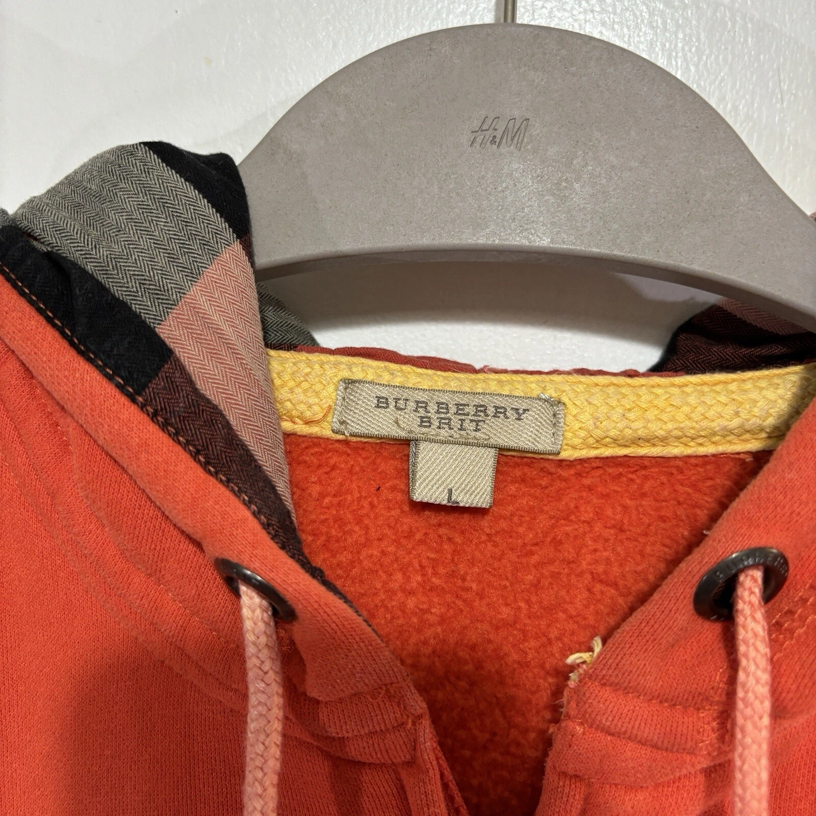 Burberry Brit Felpa con Cappuccio Full Zip Arancione 100% Cotone Taglia Large