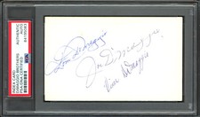 DiMaggio Brothers Autographed 3x5 Index Card Joe, Dom & Vince PSA/DNA 84195083