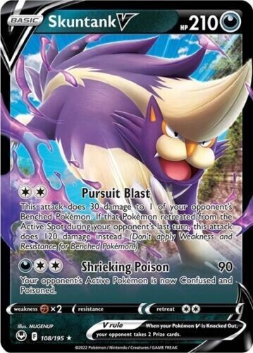 Pokemon - Silver Tempest - Skuntank V - Ultra Rare - 108/195 - NM/M