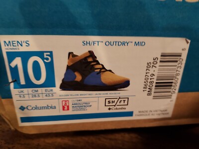 Columbia Mens SH FT Outdry Mid BM0819-705 Yellow Hiking Shoes