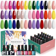 24 Pcs Gel Nail Polish Set 21 Popular Colors Gel Nail Polish Base Coat Glossy &
