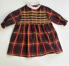 Vintage Sears Girls 3t Plaid Smocked Dress Made In USA Excellent Condition