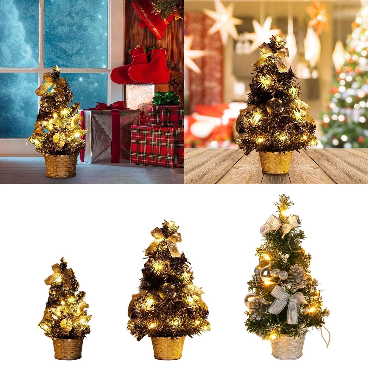 Albero di Natale innevato con luci a LED in plastica verde H50cm