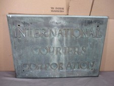 Vtg BRONZE Wall Sign International Couriers Corp  Architectural Salvage 42 LB +