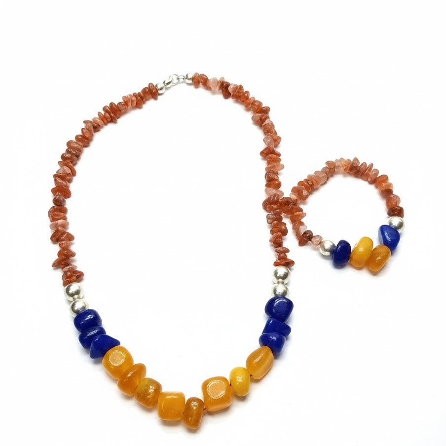 Luxury necklace Agate and silver with silver balls 114G