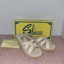 Vtg 1980s Sbicca Californians Leather Suede Wedge Sandals with Box Receipt