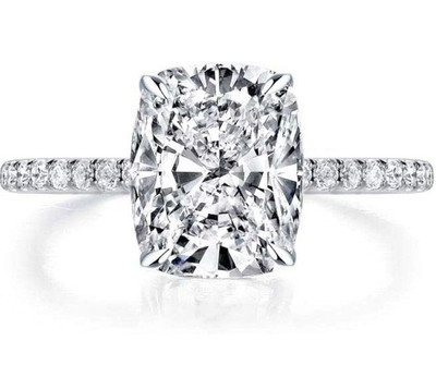 Bo.Dream Cushion Cut 3ct Cubic Zirconia CZ Platinum Plated Sterling Silver- Sz 9