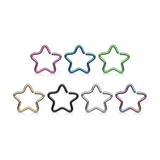 16G Surgical Steel Cartilage Nose Piercing Star Split Ring with PVD Coating