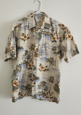 Vintage Pierre Cardin Men's L Cotton Short Sleeve Hawaiian Floral Button-Up