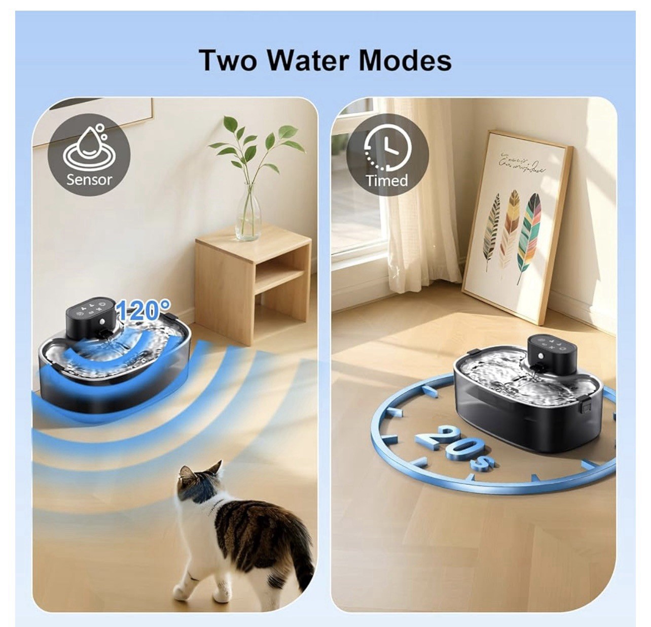 No Pump Wireless Cat Water Fountain,112oz/3.3L Whisper Quiet Pet Water Fountain