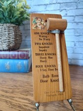 Vintage Wooden Sign Bathroom Door Knocker Souvenir Made in USA "Muskegon MI"