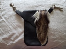 Black Leather Hip Bag Or Purse Clips To Belt Loops