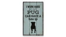 Pug Vintage Distressed Sign, Personalized Wood Sign