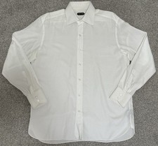 Tom Ford 100 Cotton Twill Dress Shirt Solid White - Men's Size 17.5-44