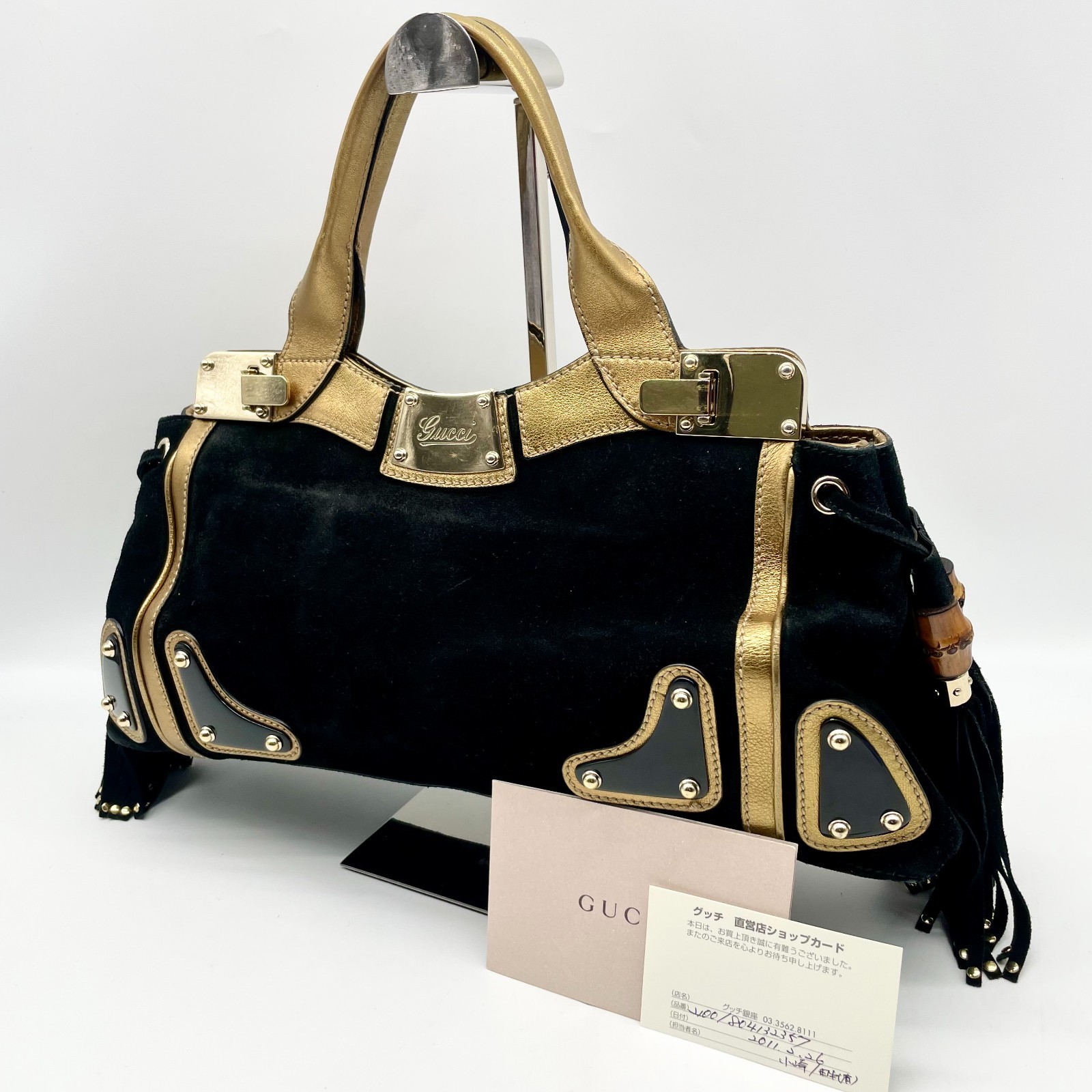 Gucci borsa a mano hobo borsa a tracolla marrone pelle scamosciata bambù Y2K borsa autentica