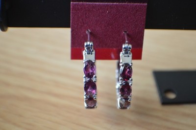 8,90ct Rhodolith Granat InsideOut Creolen rhodiniert über Feinsilber