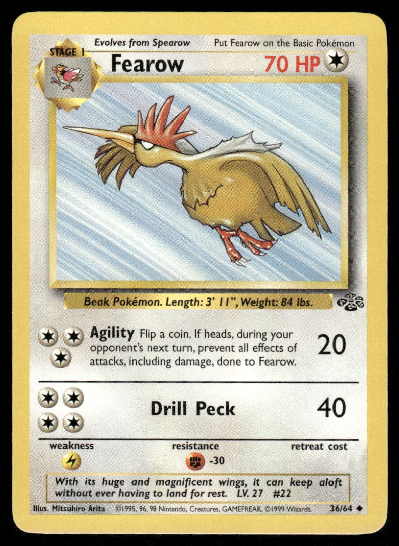 Pokemon Cards Fearow 36/64 Jungle WOTC Uncommon NM