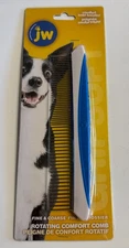 JW Pet Company 8-Inch Gripsoft Rotating Comfort Comb, Fine and Coarse, blue/whit