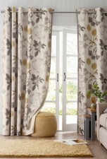 next Botanical Dandelion Natural Eyelet curtain Watercolour Floral  66”x72” New