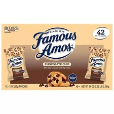 Famous Amos Chocolate Chip Cookies ,2oz.,42 pk. Free Shipping