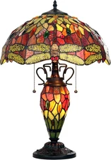 Chloe Lighting Empress Tiffany-Style Dark Bronze 3 Light Double Lit Table Lamp