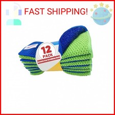 12 Pack Microfiber Scrub Dish Cleaning Cloth, Non-Scratch, Reusable Durable fo