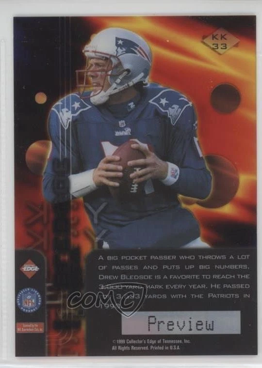 1999 Collector's Edge Triumph K-Klub Preview Drew Bledsoe #KK33 - Image 2 of 2