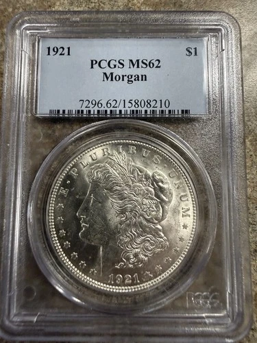 1921 MORGAN SILVER DOLLAR PCGS MS62