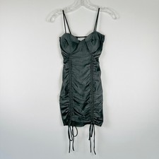 Studio 1011 Black Bodycon Dress Small Ruched Spaghetti Strap Clubwear Party