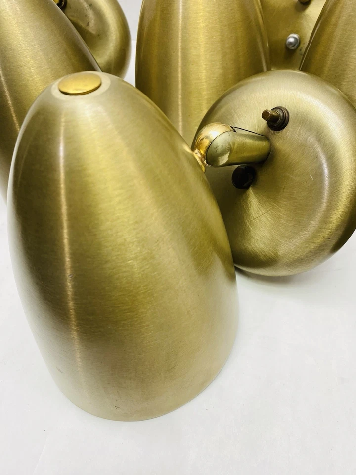 Vtg Prescolite Lot of 4 MCM Gold Tone Anodized Aluminum Bullet Cone Wall Sconce - Image 4 of 4