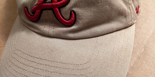 Atlanta Braves Khaki Tan/Red Logo Baseball Hat Cap Adjustable Belt 100% Cotton - Picture 11 of 11