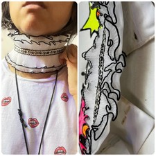 Vintage White Lace Ruffle Cravat 60s Victorian Edwardian Clown Collar
